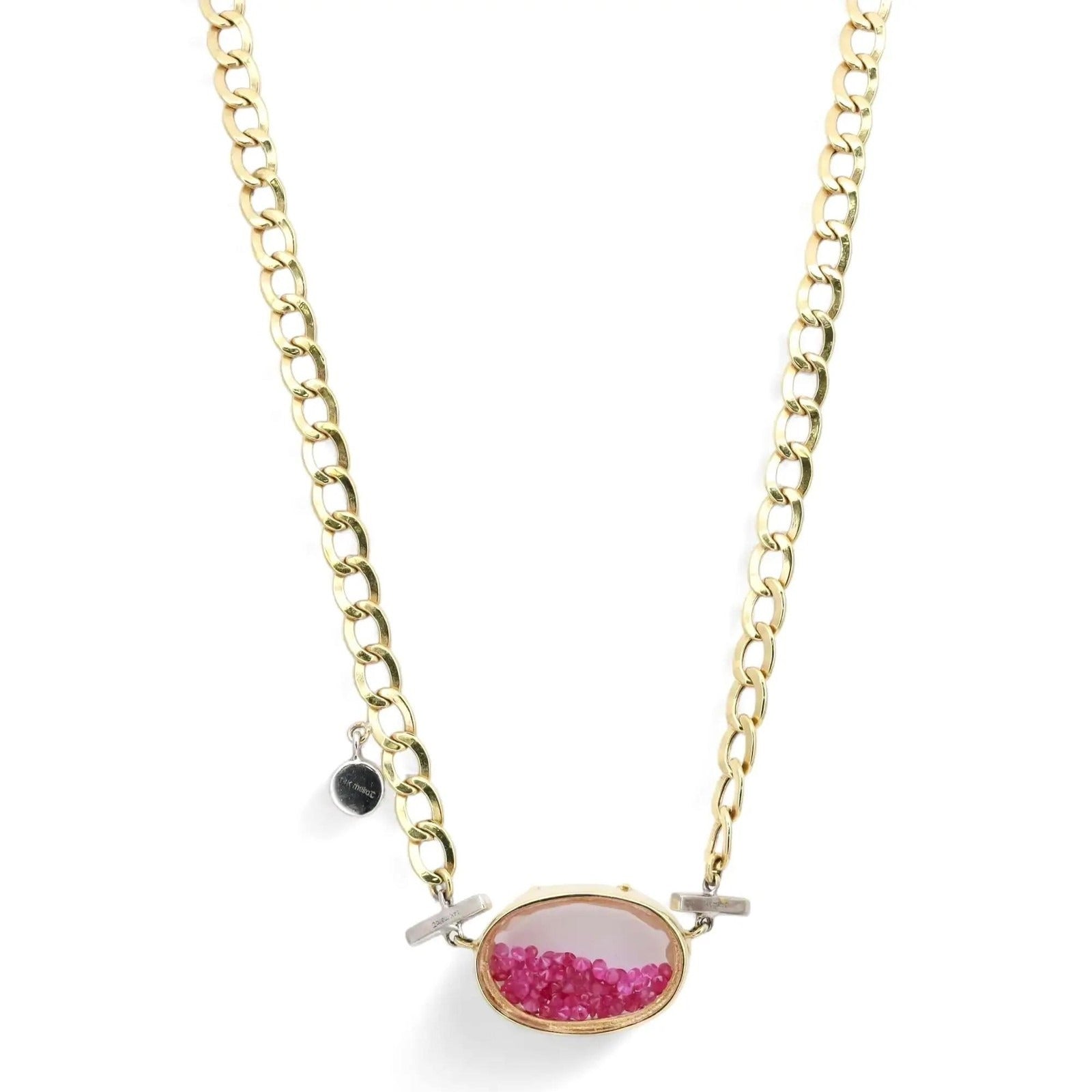 Collier à pendentif « Mini Shaker » avec diamant et rubis de Meira T, en or jaune 14 carats