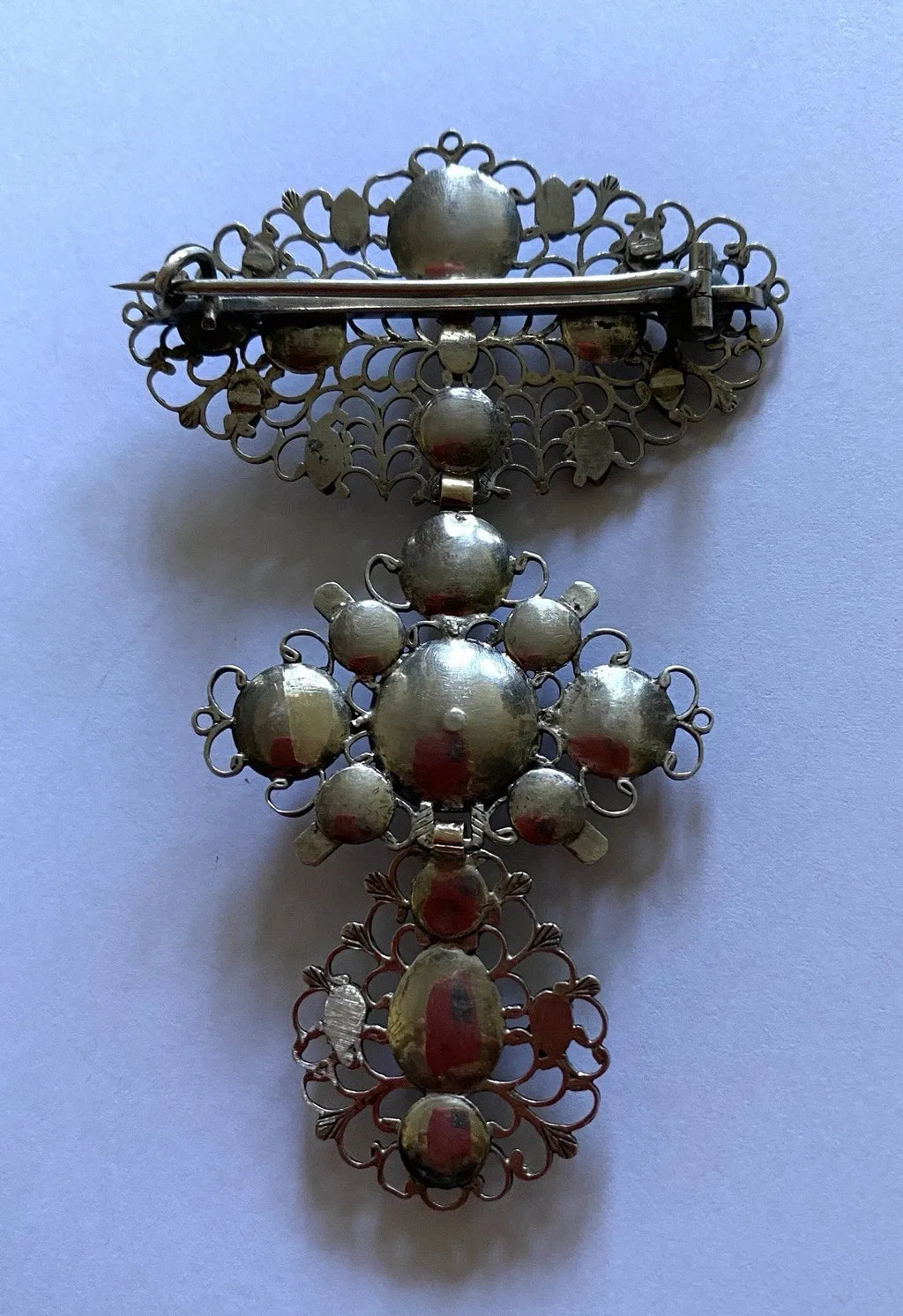 Bijou Début XIX. Croix Papillon Ou Croix Flamande montée En Broche. Argent, Or