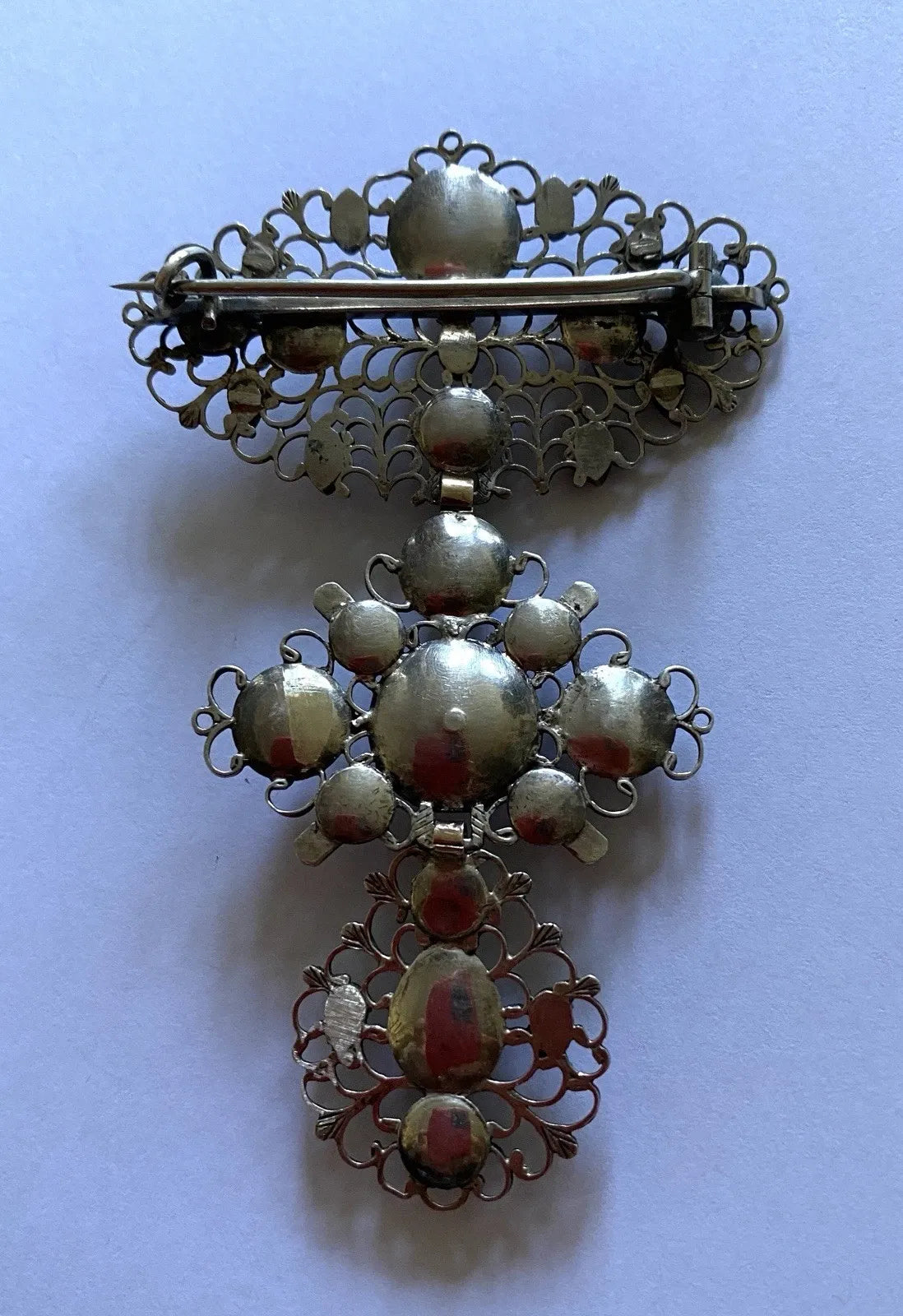 Bijou Début XIX. Croix Papillon Ou Croix Flamande montée En Broche. Argent, Or