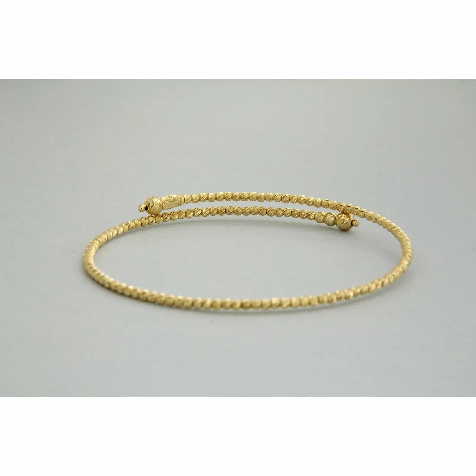 Bracelet Italien en OR Jaune 18 Carats k 750 Jonc Manchette Diamanté pour Femme