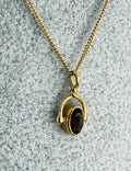Collier en or massif 18 carats avec pierre bordeaux - 40 cm