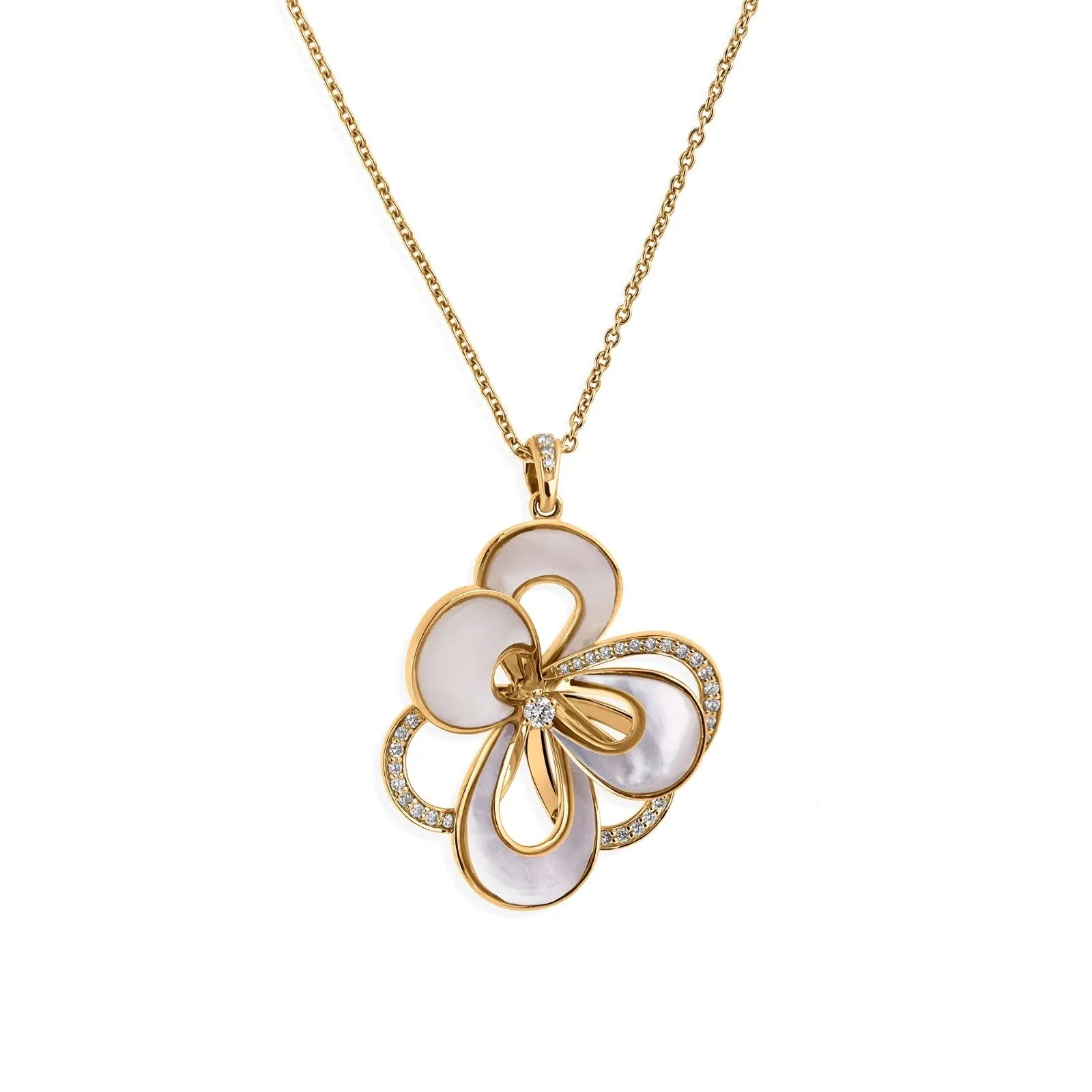 Pendentif Chaîne En Diamant SI/H De 5,51 CT En Nacre, Neuf En Or Jaune 18k