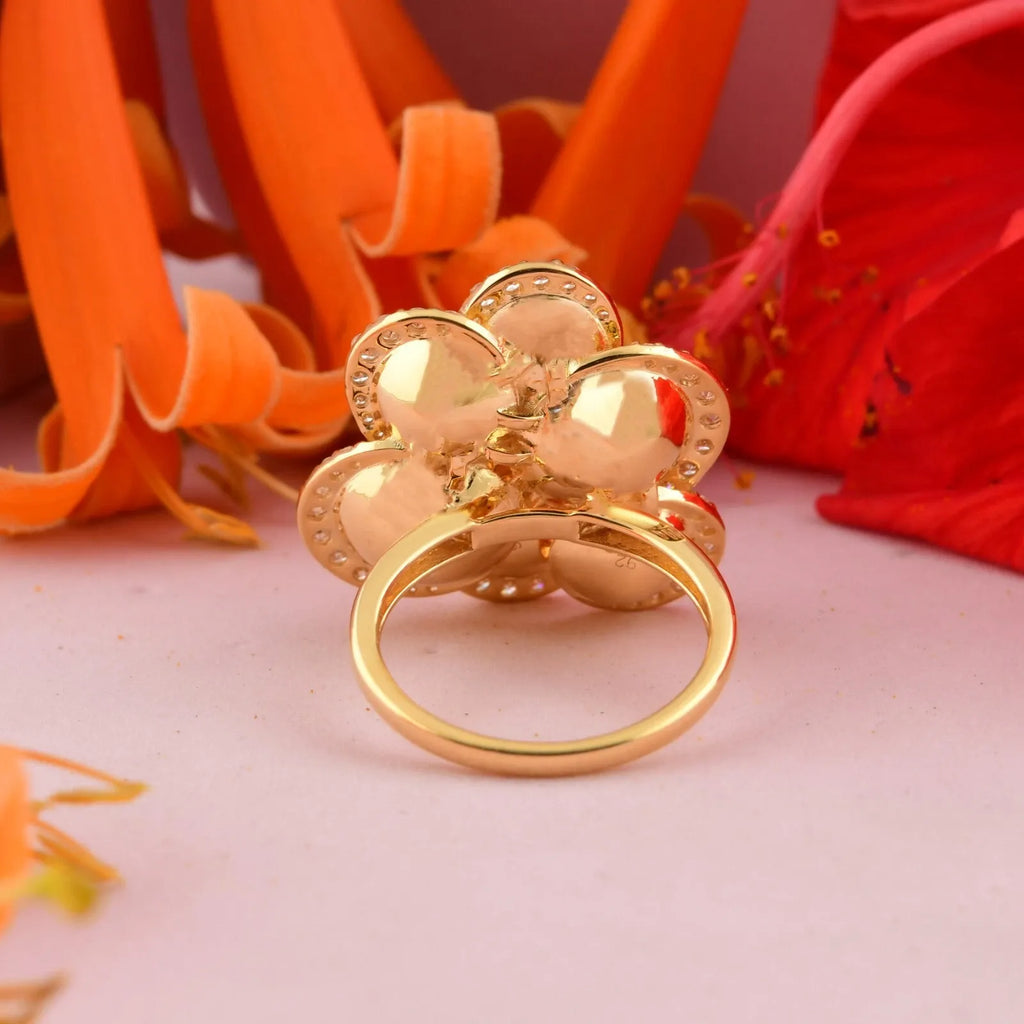 Bague Cocktail En Diamant Naturel Rond SI/H De 1,19 Ct En Or Jaune Massif 14k