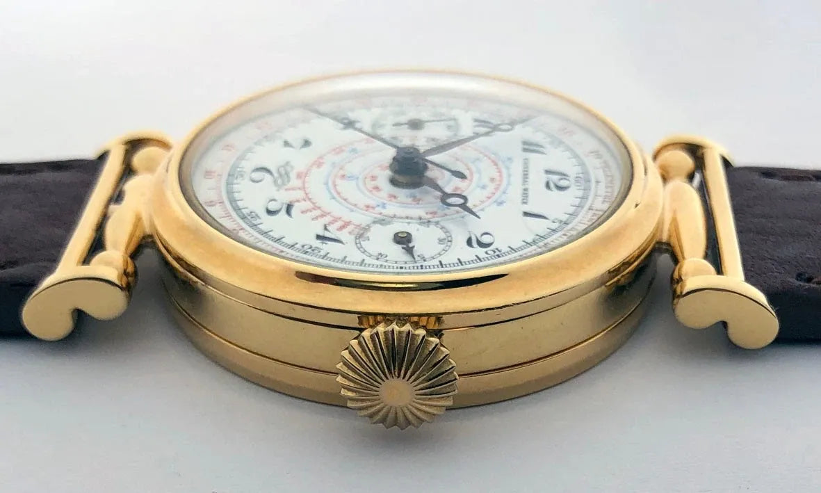 Rare ANCIENNE Montre-Bracelet Suisse Mariage Mécanique UNIVERSEL Chronographe Doré-