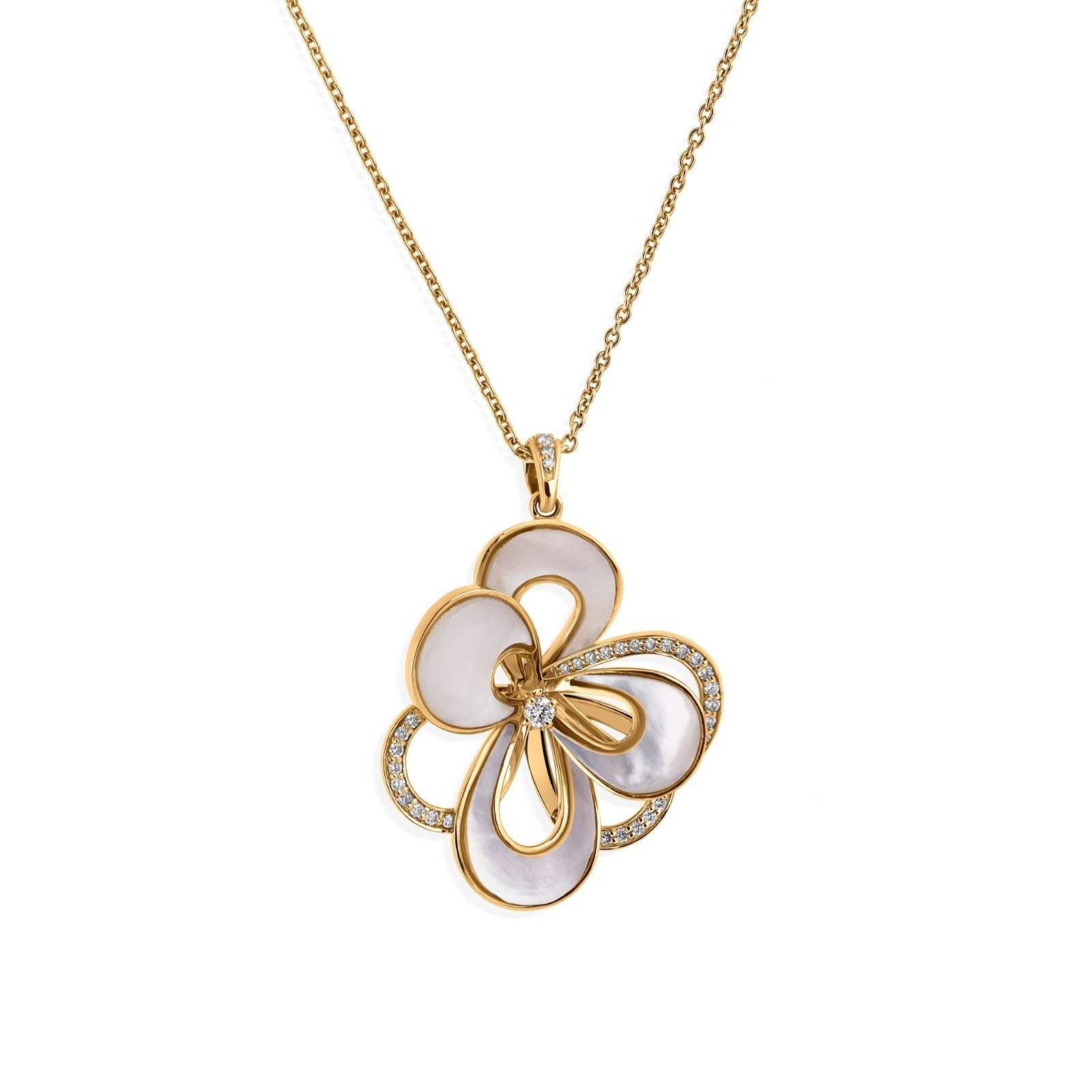 Pendentif Chaîne En Diamant SI/H De 5,51 CT En Nacre, Neuf En Or Jaune 18k