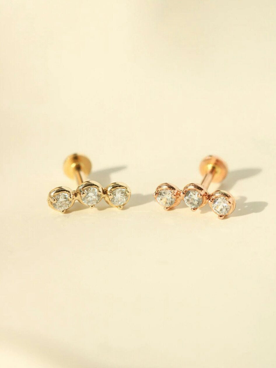 14K or Massif Oreille Crawler Diamant Grimpeur Piercings Nez/Oreille Expensive