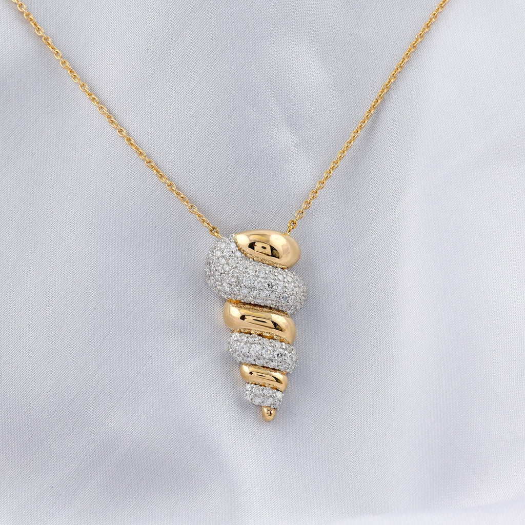 Collier En Or Jaune Massif 18 Carats Avec Pendentif En Diamant SI/H De 1,55 Ct.