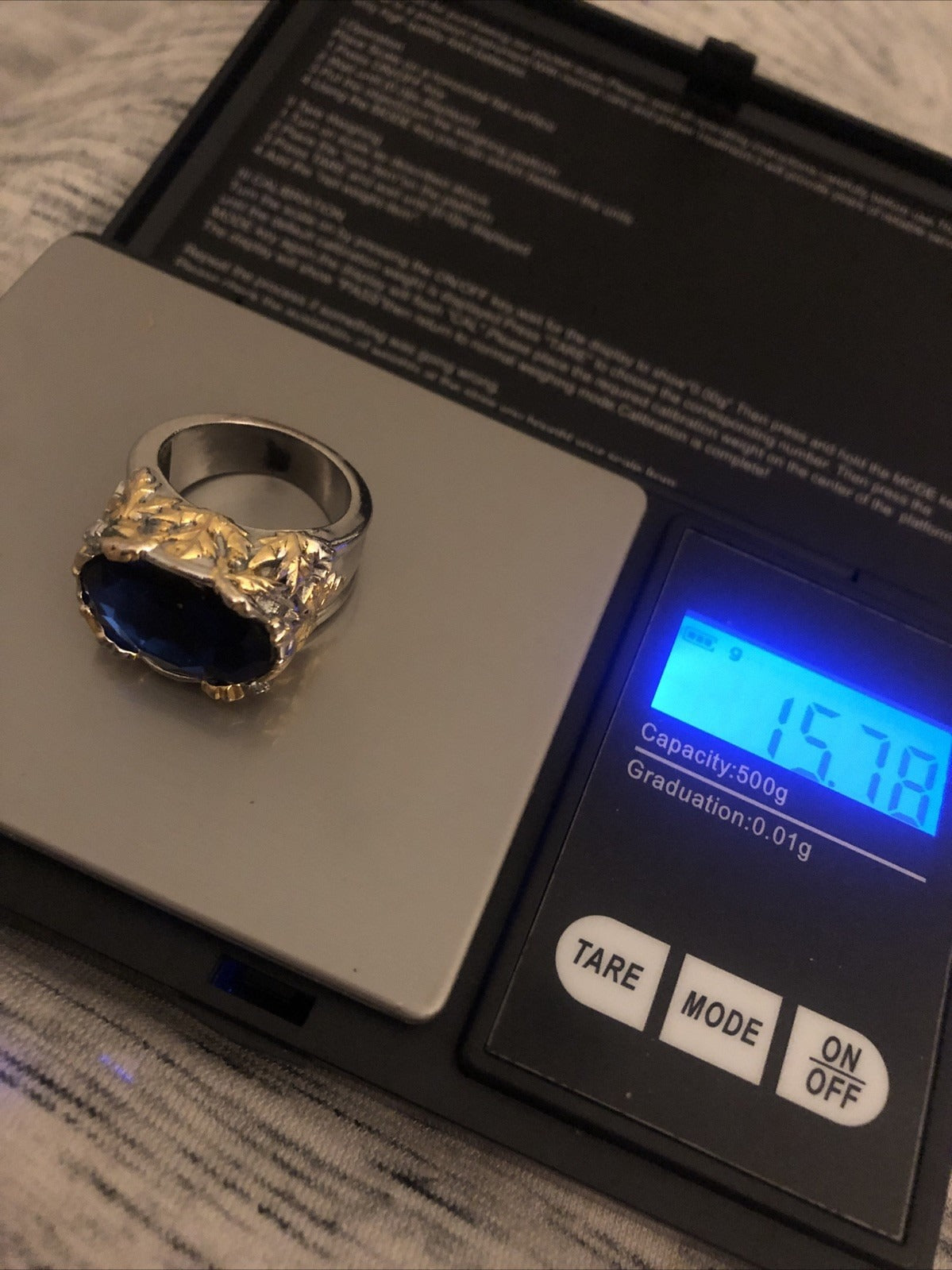 Bague Ancienne Saphir Argent Et Pétale D'Or