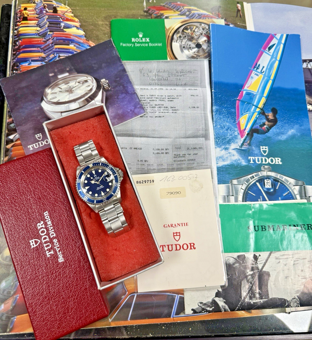 Tudor Submariner 79090 bleu homme - vintage années 1990 - 40 mm - boîte Tudor + papiers