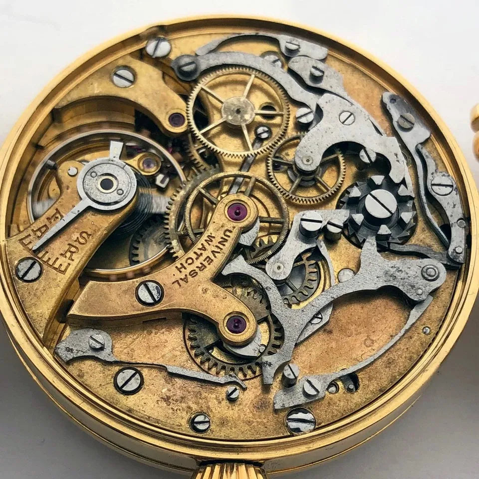 Rare ANCIENNE Montre-Bracelet Suisse Mariage Mécanique UNIVERSEL Chronographe Doré-