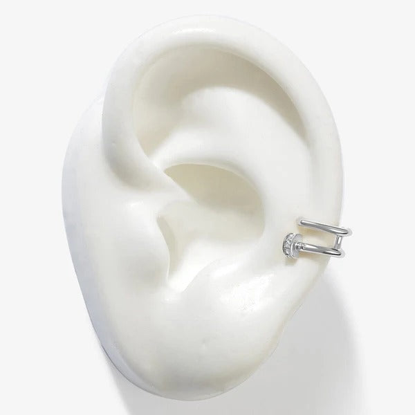 Piercing Or blanc massif 14 carats, boucle d'oreille simple