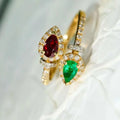 1.08ct Naturel Diamant 14k Bis Poinçonnée or Jaune Rubis Émeraude Bague Mariage