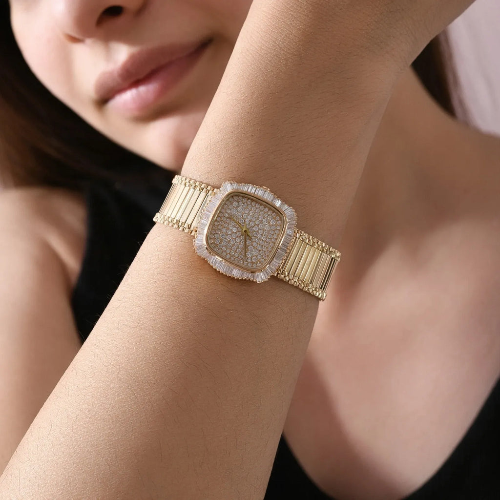 2,93 ct naturel SI/H diamant montre-bracelet femmes bracelet de luxe or jaune 18 carats-