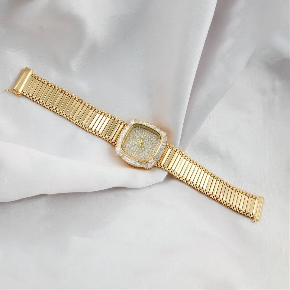 2,93 ct naturel SI/H diamant montre-bracelet femmes bracelet de luxe or jaune 18 carats-