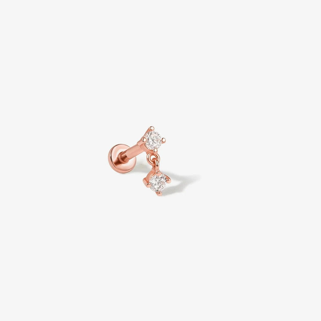 Perçage au diamant Or rose massif 14 carats