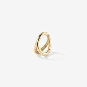 Cerceau à clic « Cage » givré, motif kiwi Or massif 14 carats, boucle d'oreille simple