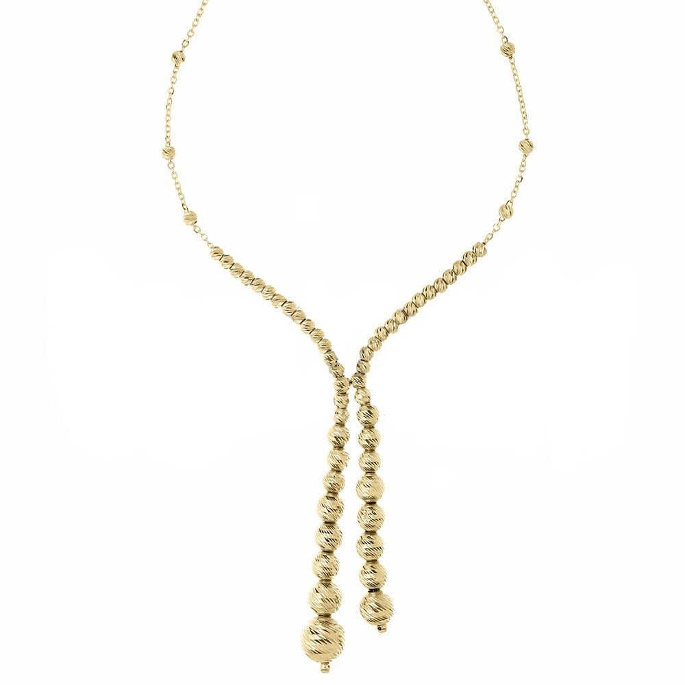 Collier En Or Jaune 18 Carats Avec Boules Diamantées Pour Femme