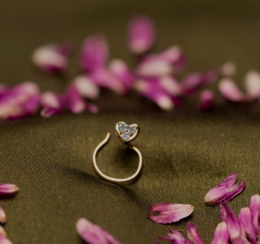 Clou De Nez En Or Massif 14K Avec Diamant Cadeau D'Anniversaire